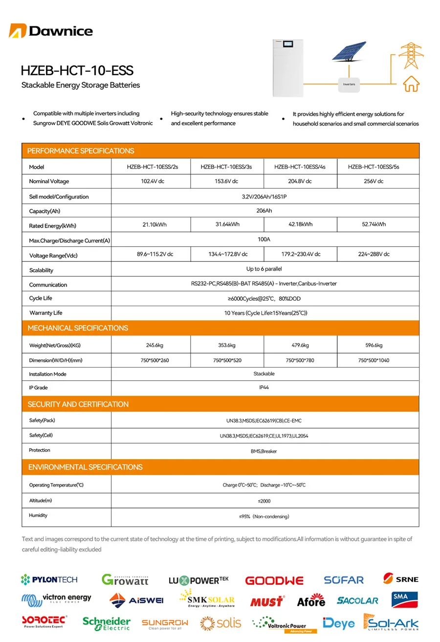 Dawnice hv stackable battery data